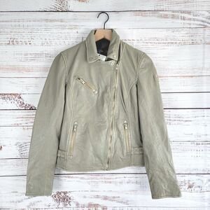 Mauritius Size 6 / S Jacket Sofia Lamb Leather Moto Jacket in Elephant Grey NWT